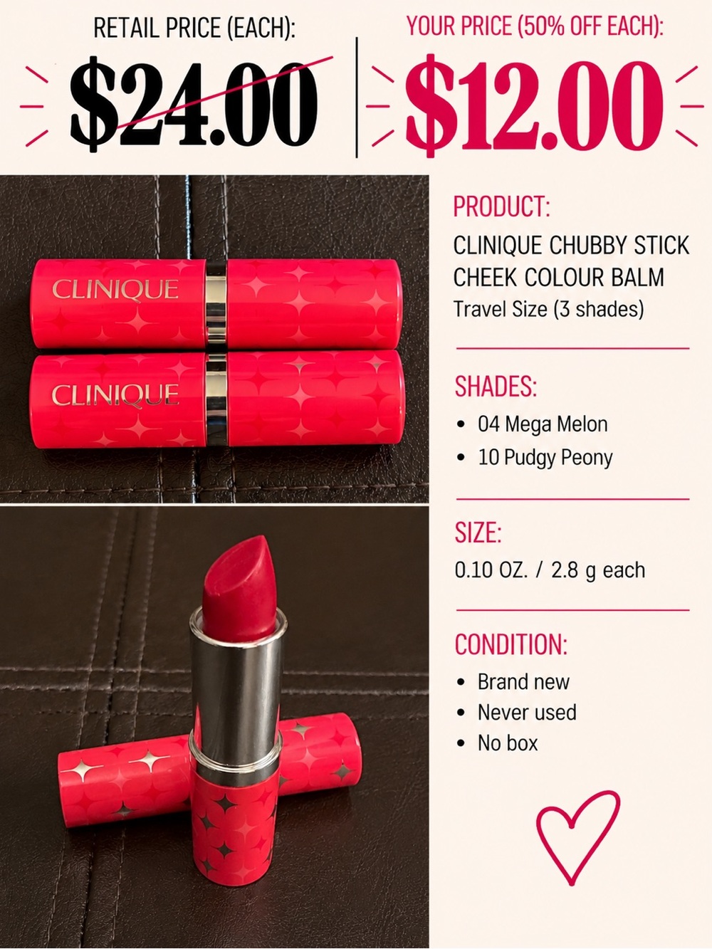 Clinique Chubby Stick Cheek Colour Balm Set in Pink/Red